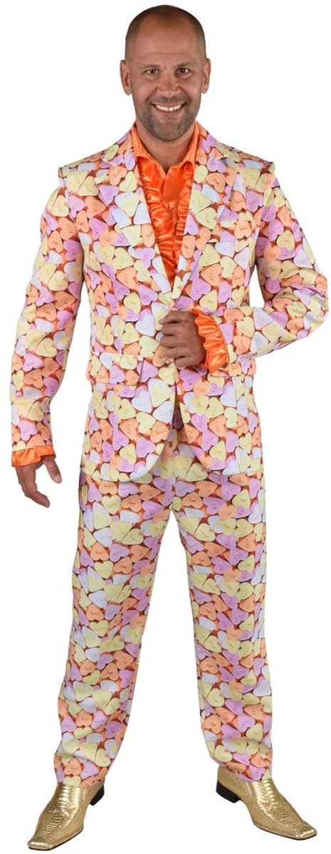 Eten & Drinken Kostuum | Snoep Hartjes Sweet Heart | Man | XL | Carnaval kostuum | Verkleedkleding